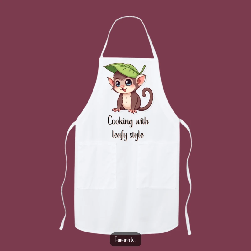 Funny Leaf Hat Tamarin Apron: Cook Up Smiles with This Mischievous Primate Design