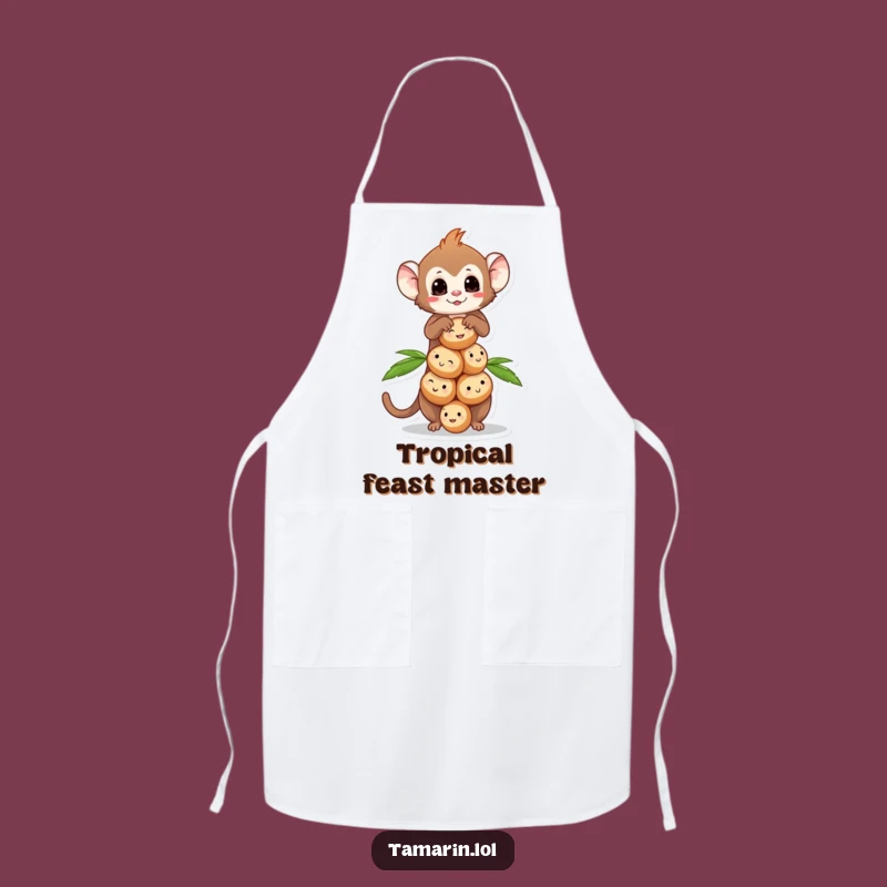Funny Tamarin Coconut Balance Apron: Monkey Kitchen Wear, Tropical Gift For Chefs