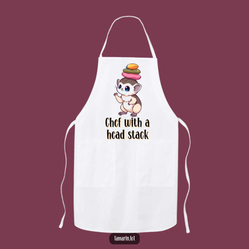 Funny Tamarin Pebble Balance Apron: Skillful Monkey Kitchen Wear, Great Funny Gift