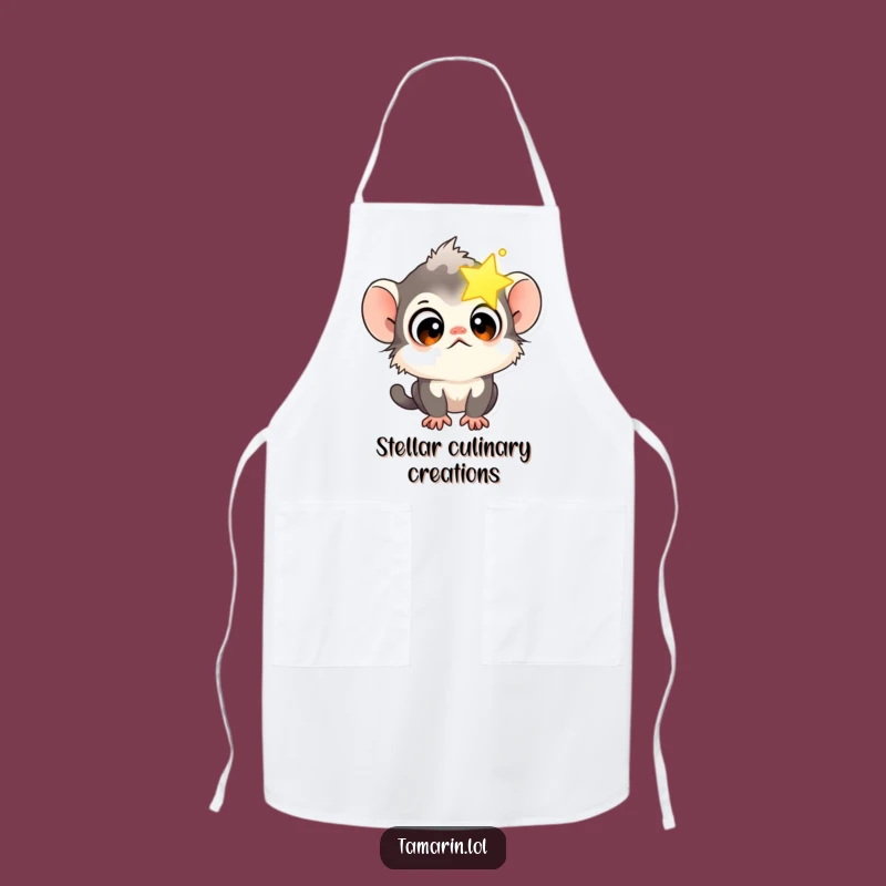 Funny Tamarin Star Gazer Apron: Curious Monkey Kitchen Wear, Whimsical Gift For Chefs