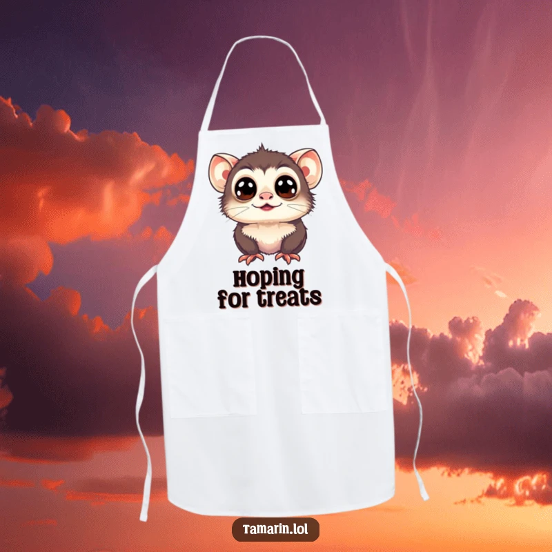 Funny Tamarin Apron: A tamarin with wide, happy eyes looks up, adding humor and cheer to kitchen tasks.