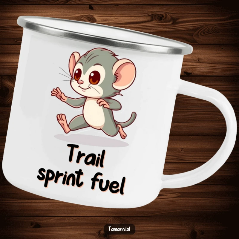 Funny Camping Mug: A tamarin dashes energetically, bringing speed and vitality to outdoor adventures, a great funny gift.
