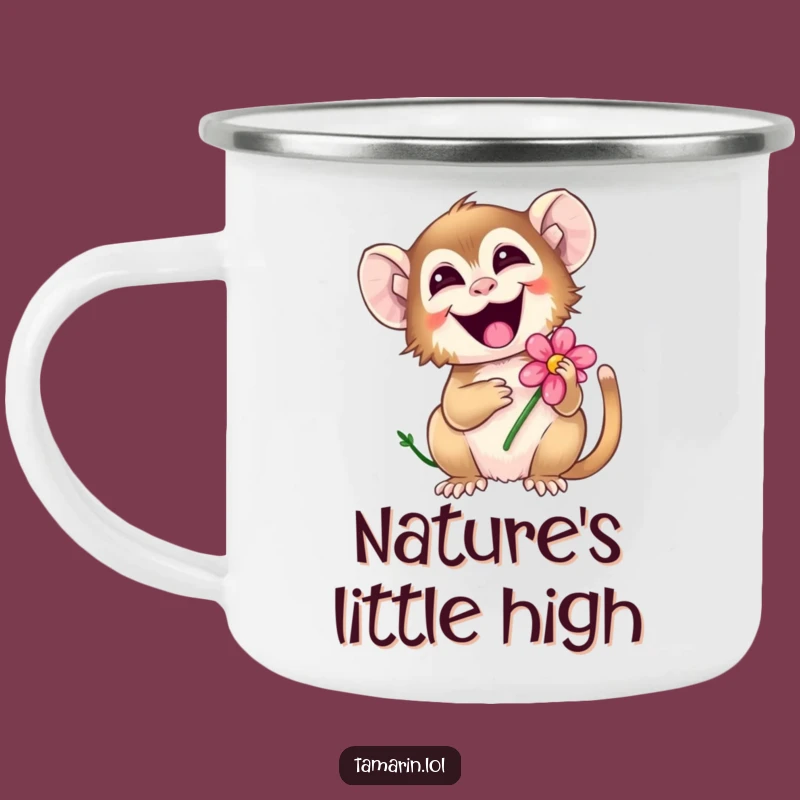 Funny Giggling Tamarin Camping Mug: Flower Monkey Outdoor Gift