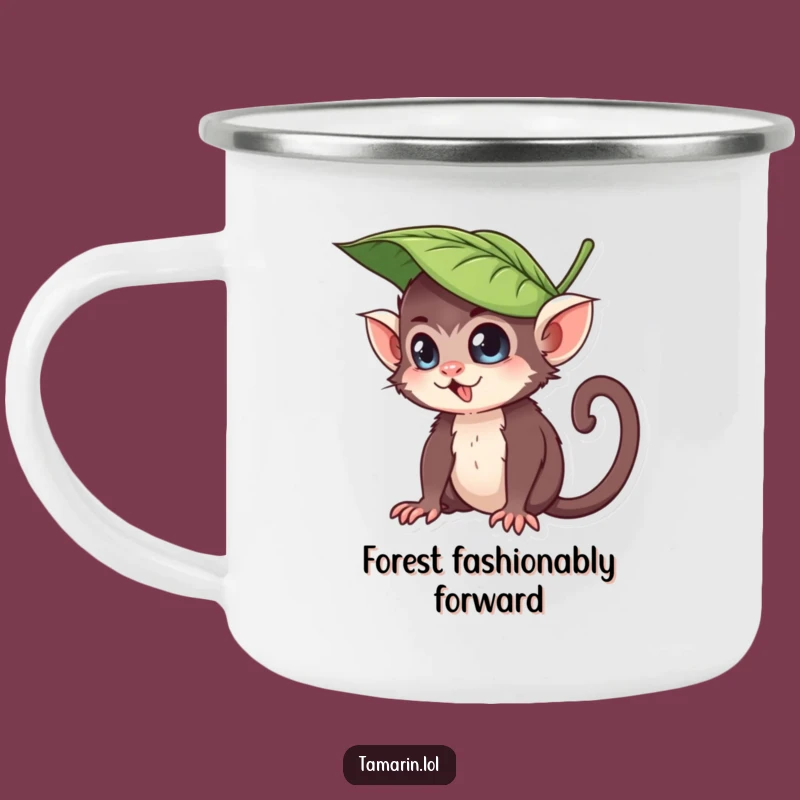 Funny Leaf Hat Tamarin Campfire Mug: Enjoy Drinks with This Mischievous Primate