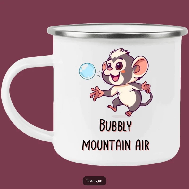 Funny Tamarin Bubble Camping Mug - Durable Playful Monkey Drinkware Gift
