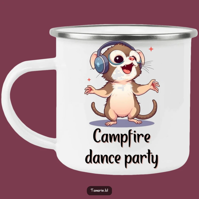 Funny Tamarin DJ Camping Mug: Musical Monkey Mug, Excellent Funny Gift