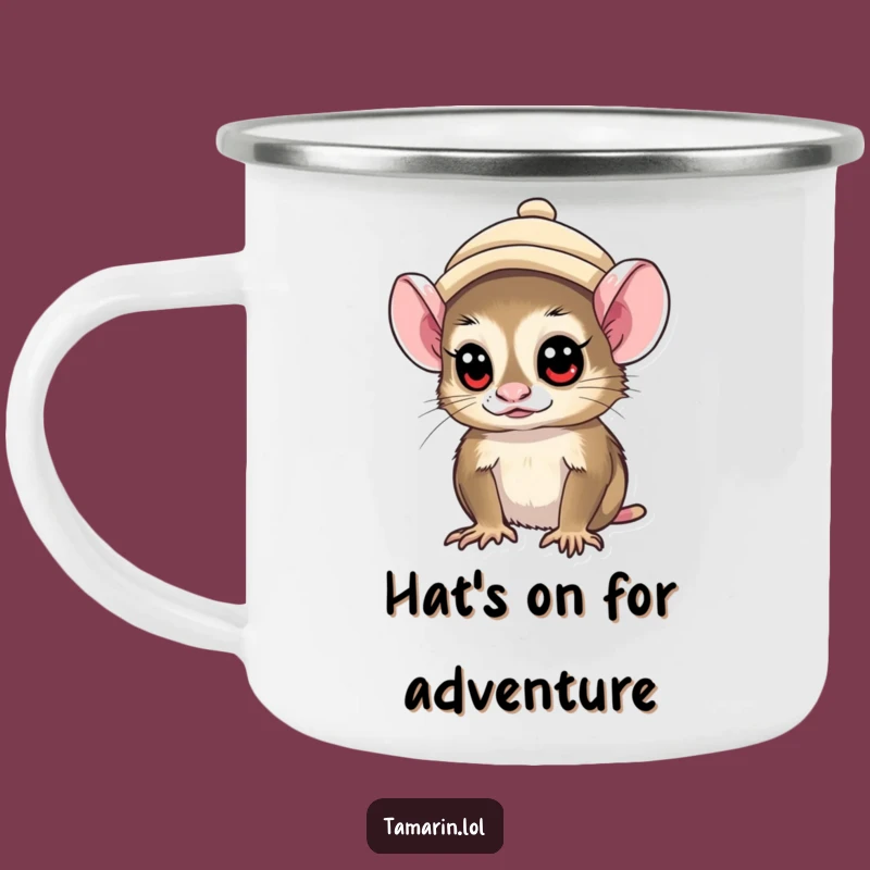 Funny Tamarin Hat Camping Mug: Curious Explorer Cup, Gift