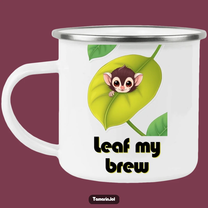 Funny Tamarin Leaf Peek Camping Mug: Outdoor Primate & Funny Gift