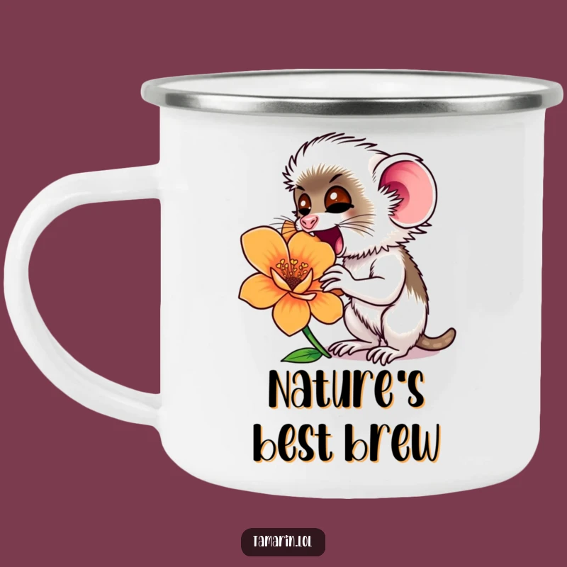 Funny Tamarin Flower Sniffing Camping Mug: Nature Explorer Cup, Gift