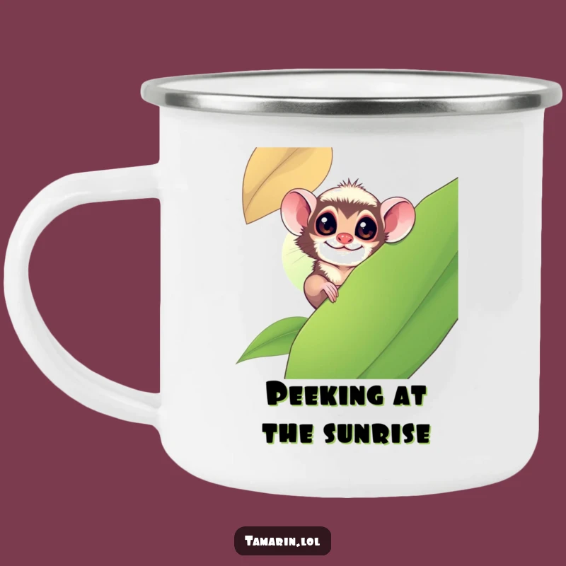 Funny Tamarin Peeking Camping Mug: Playful Explorer Cup, Gift