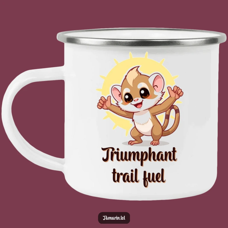 Funny Tamarin Triumph Camping Mug: Enjoy Outdoors with this Hilarious Monkey Cup