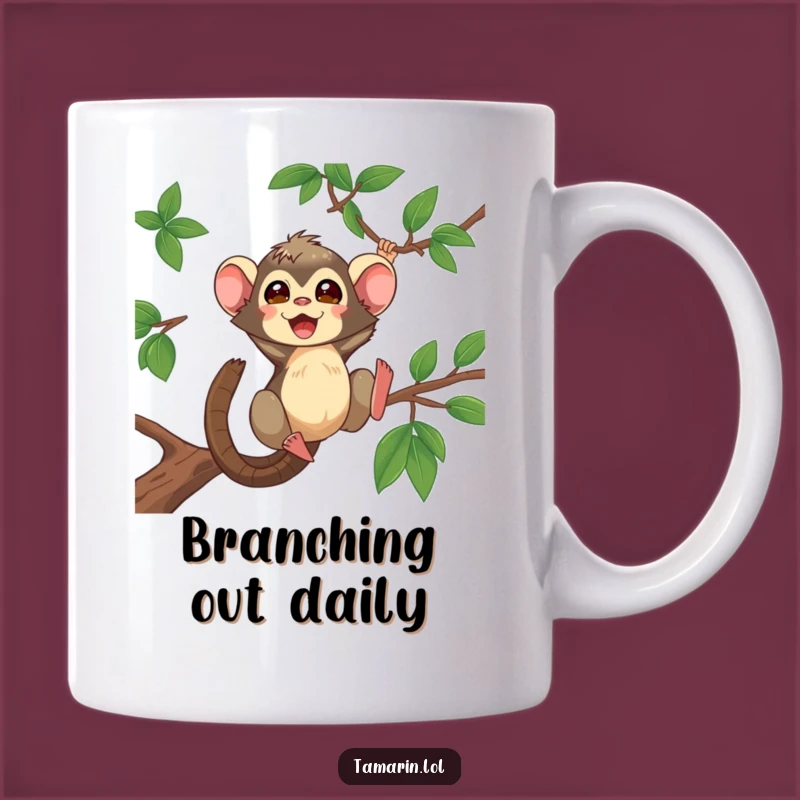 Funny Tamarin Swinging Mug: Energetic Primate Action, Perfect Funny Gift for Monkey Lovers
