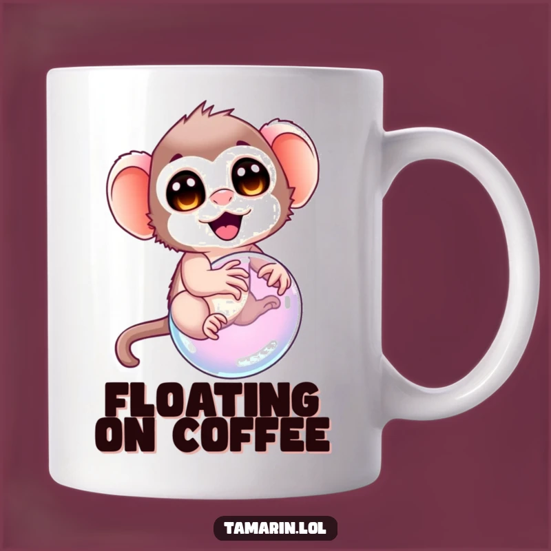 Funny Tamarin Bubble Ride Mug: Whimsical Primate's Delightful Gift!