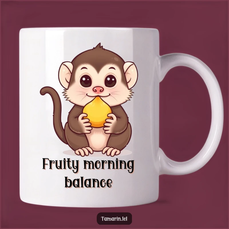 Funny Tamarin Fruit Balance Mug: Adorable Acrobat - Perfect Gift for Monkey Lovers