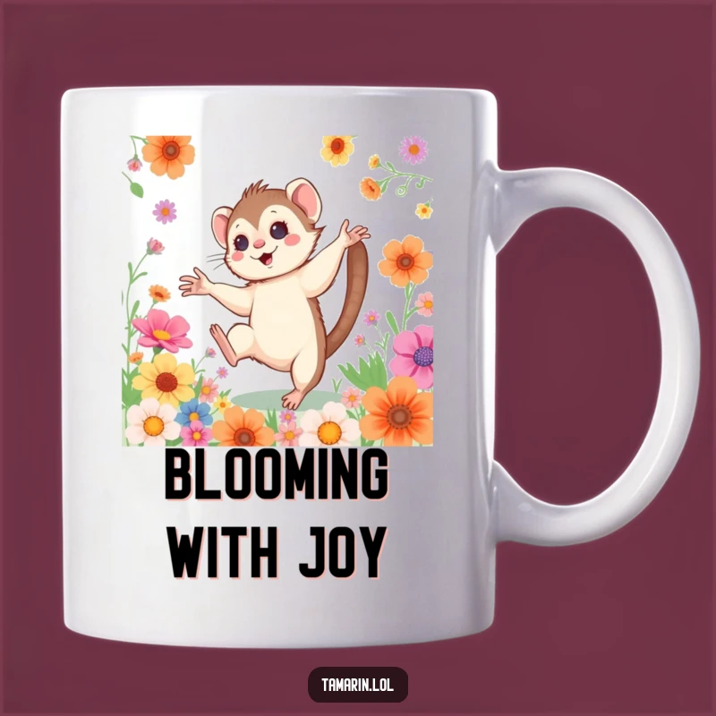 Funny Cartwheeling Tamarin Mug: Joyful Monkey Coffee Cup, Energetic Funny Gift
