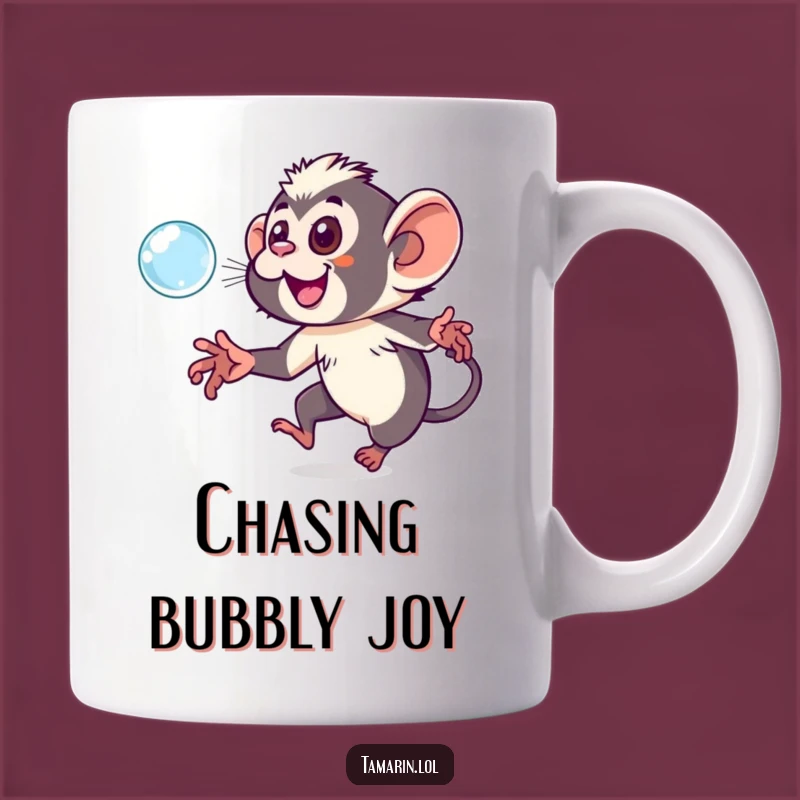 Funny Tamarin Bubble Mug - Playful Chasing Monkey Gift Idea