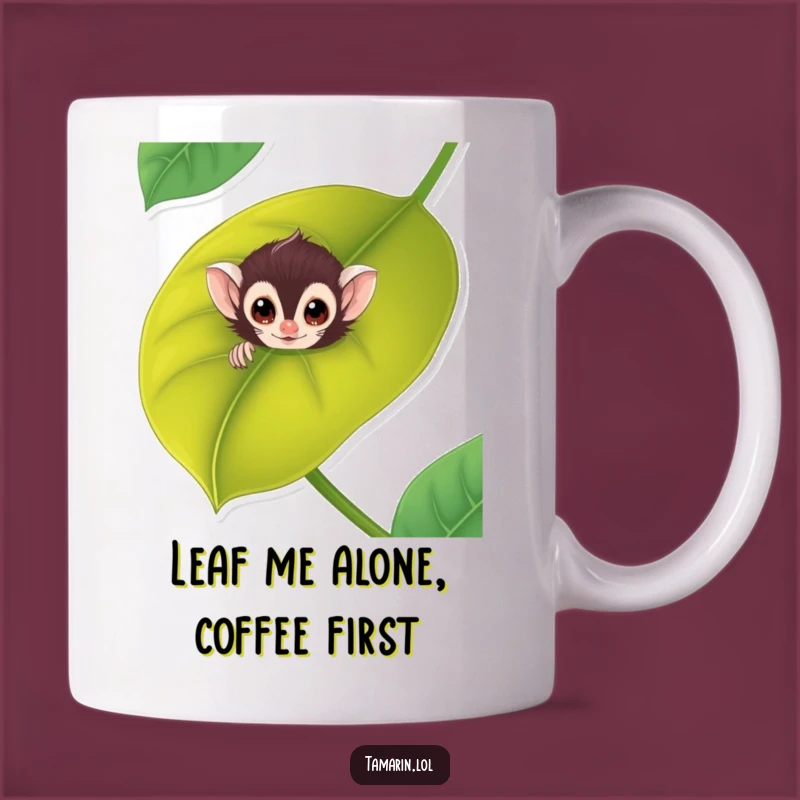 Funny Tamarin Leaf Peek Mug: Adorable Primate Lover Funny Gift Idea
