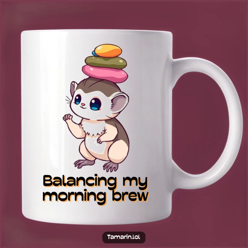 Funny Tamarin Pebble Balance Mug: Skillful Monkey Acrobatics, Perfect Funny Gift