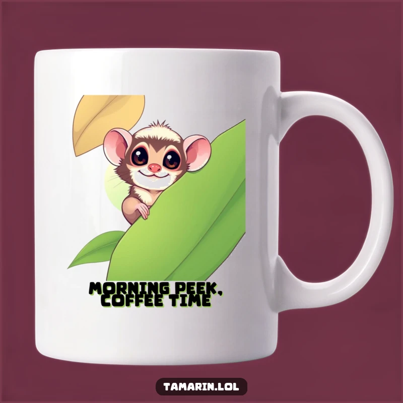 Funny Tamarin Peeking Mug: Playful Monkey Surprise, Perfect Gift