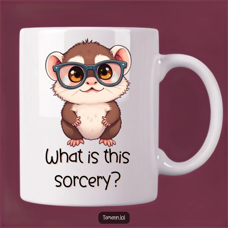 Funny Tamarin Squinting Mug - Hilarious Oversized Glasses Monkey Gift for Laughter