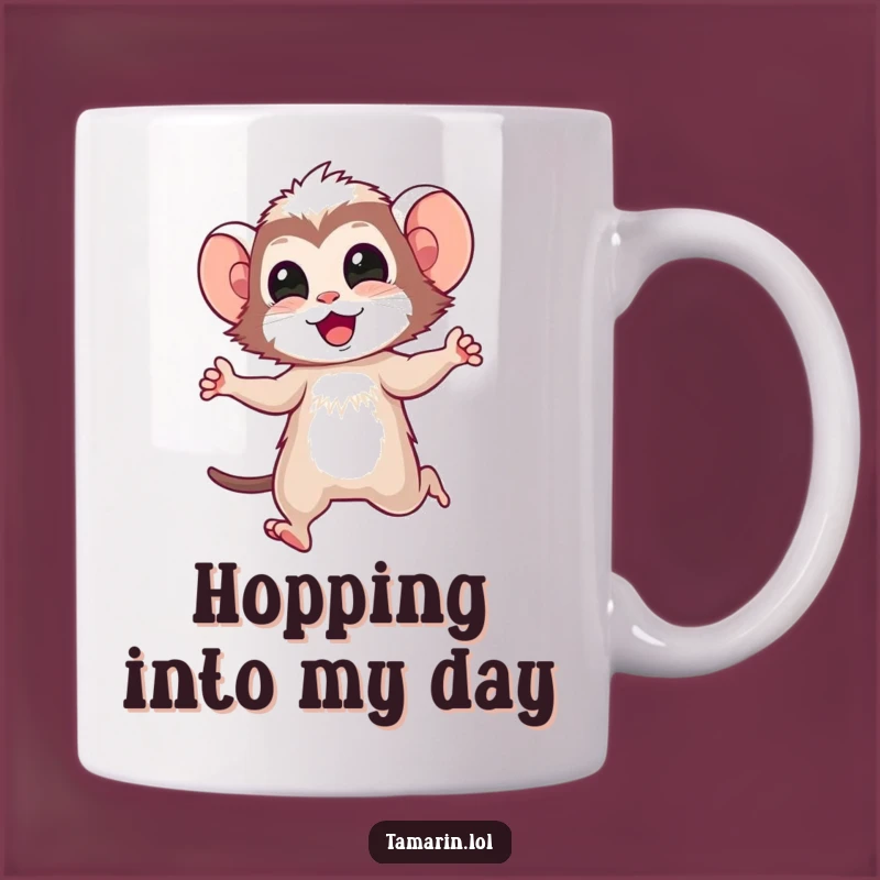 Funny Tamarin Skip Mug: Joyful Monkey Character, Perfect Cheerful Gift