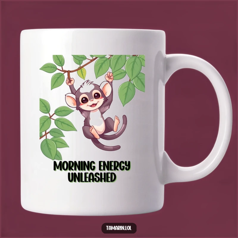 Funny Tamarin Mug: Playful Swinging Monkey, Jungle Fun, Perfect Funny Gift.