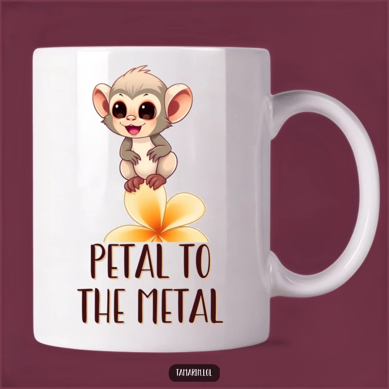 Funny Tamarin Monkey Flower Petal Mug - Hilarious Delicate Balance Gift