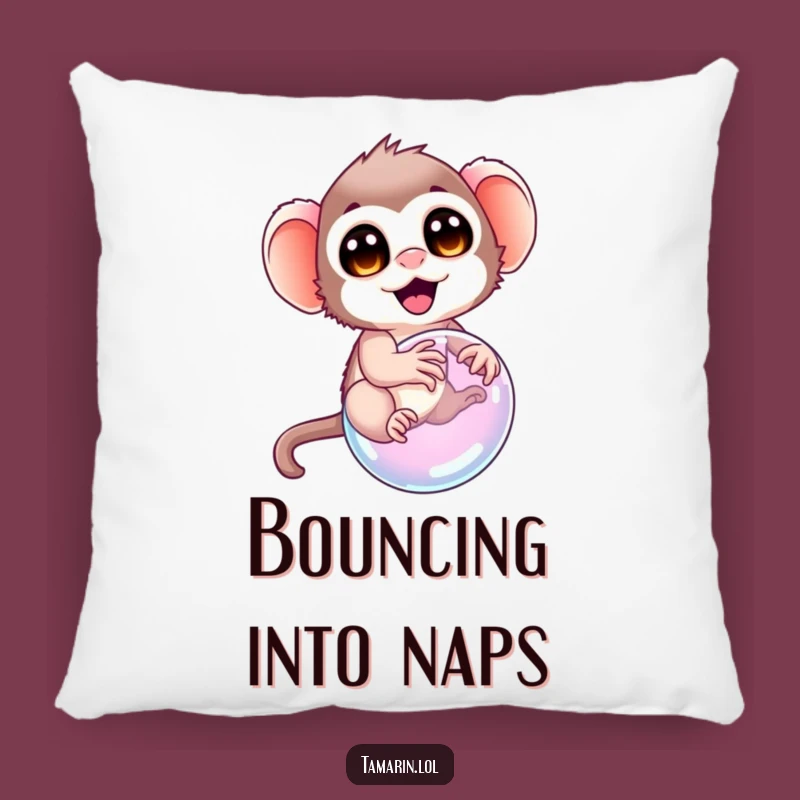 Funny Tamarin Bubble Ride Pillow: Cozy Comfort & Whimsical Dreams!