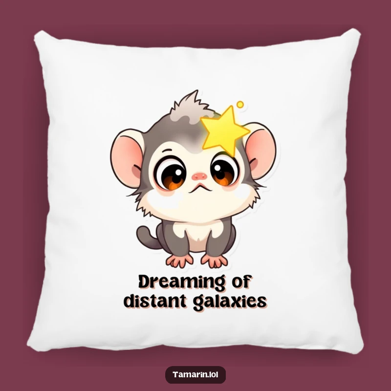 Funny Tamarin Star Gazer Pillow: Curious Monkey Cushion, Cozy Whimsical Gift Accent