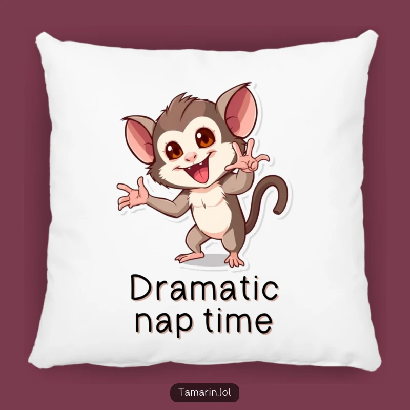 Funny Dramatic Tamarin Pillow: Cozy Drama, Unique Funny Gift!
