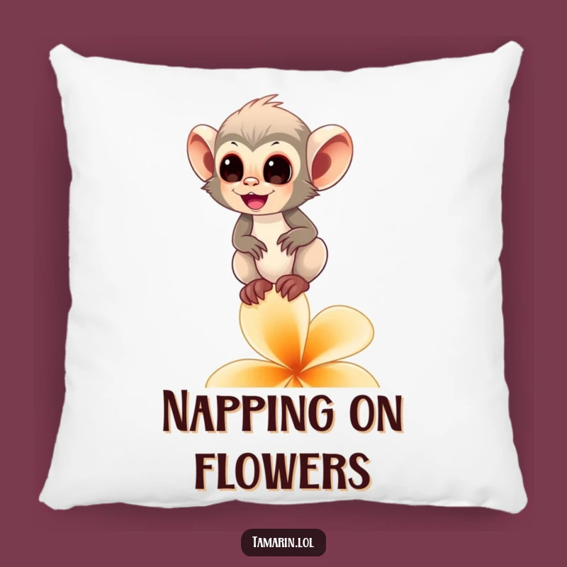 Funny Tamarin Monkey Flower Pillow - Soft & Comical Primate Cushion