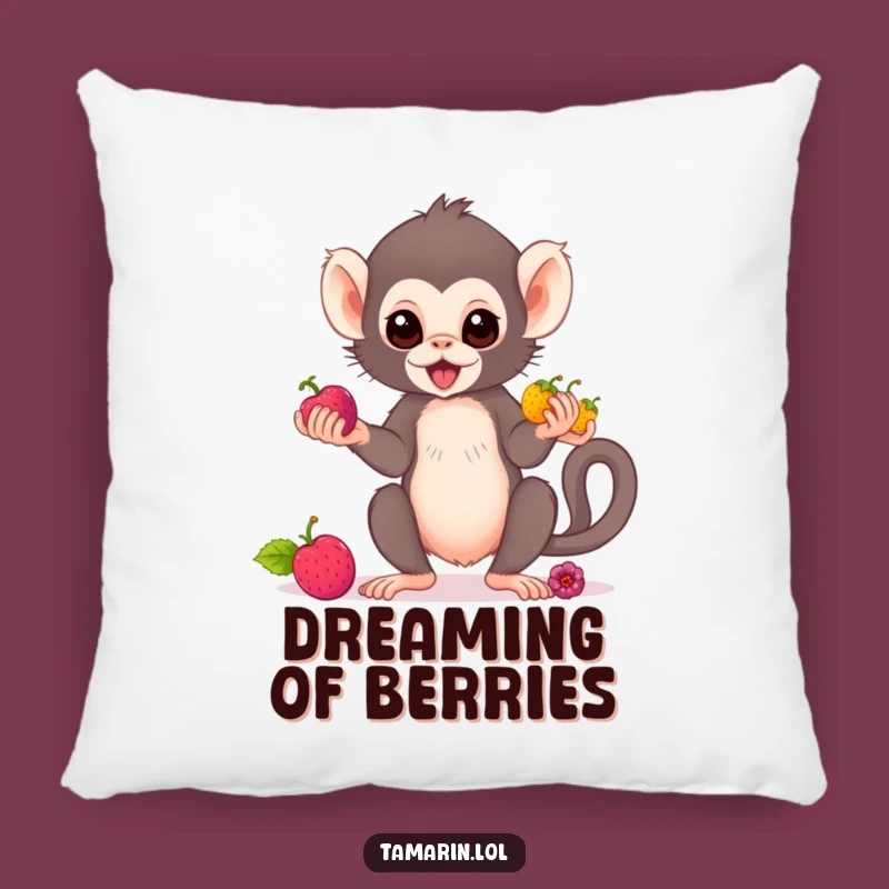 Funny Tamarin Monkey Juggling Pillow - Soft & Comical Berry Catcher Cushion