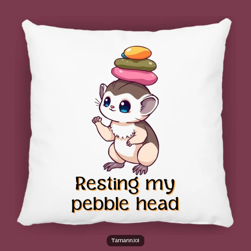 Funny Tamarin Pebble Balance Pillow: Soft Monkey Cushion, Perfect Funny Gift