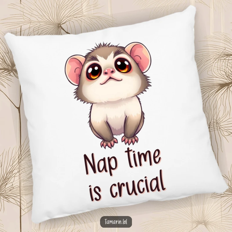Funny tamarin pillow featuring a cute monkey with large, curious eyes, perfect for adding a touch of whimsy and comfort.