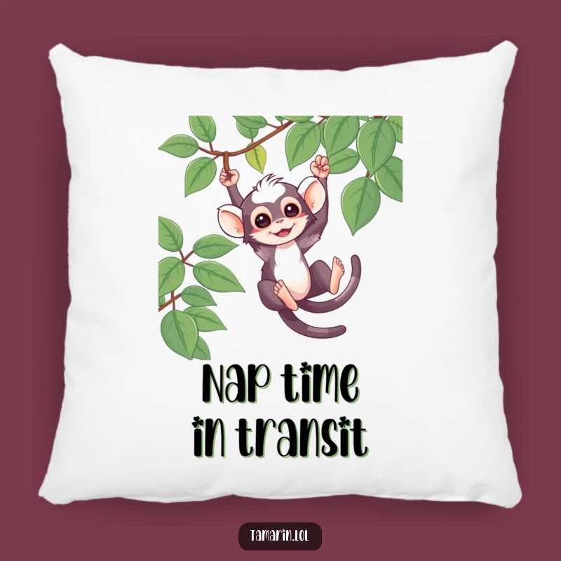 Funny Tamarin Pillow: Swinging Monkey Design, Soft & Playful Funny Gift.