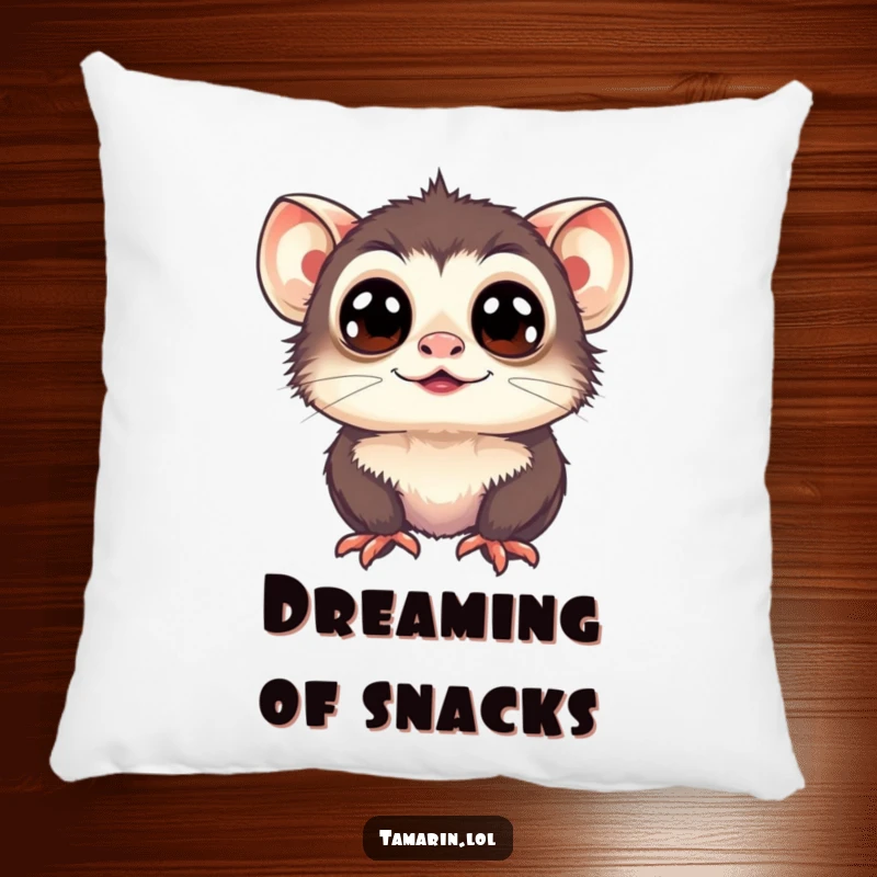 Funny Tamarin Pillow: Features a tamarin with wide, happy eyes looking up, ideal for a humorous and comforting accent.