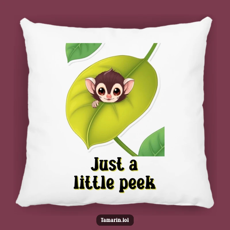 Funny Tamarin Leaf Peek Pillow: Comfy Primate Cushion & Funny Gift