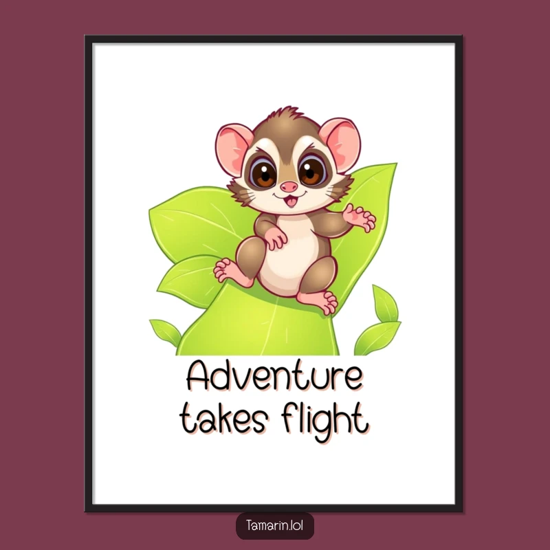 Funny Tamarin Leafy Slide Digital Art: Adventurous Wall Decor!