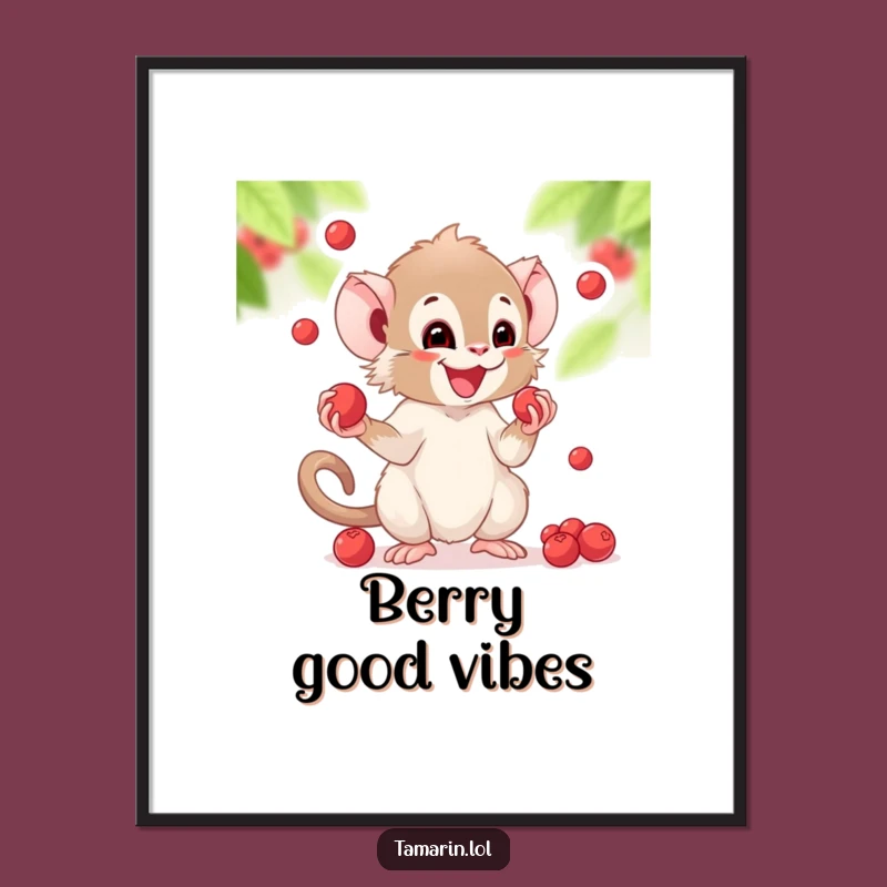 Funny Juggling Tamarin Digital Art: Glee-ful Berry Art for Walls, Perfect Funny Gift!