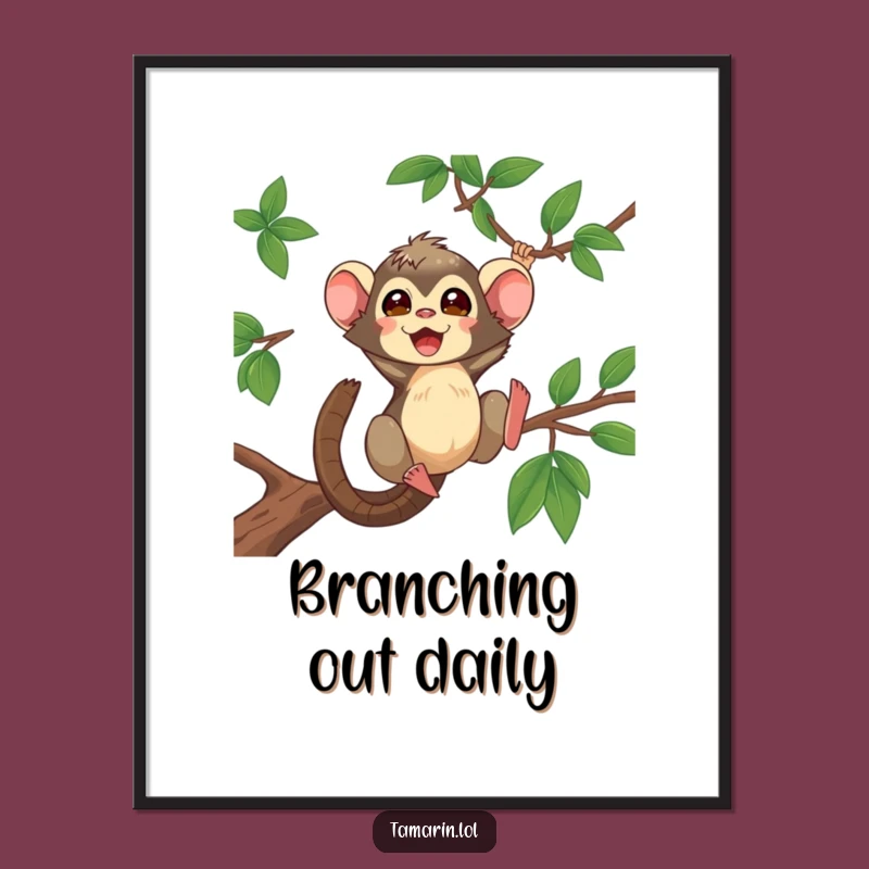 Funny Tamarin Digital Art: Swinging Primate Download, Instant Funny Gift Decor