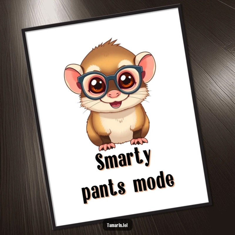 Funny Spectacled Tamarin Digital Art: A high-resolution printable featuring a mischievous monkey wearing small glasses, bringing instant humor to any space.