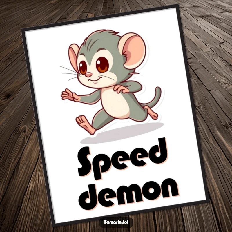 Funny Digital Art Print: A tamarin dashes energetically, symbolizing speed and lively spirit, a perfect funny gift.