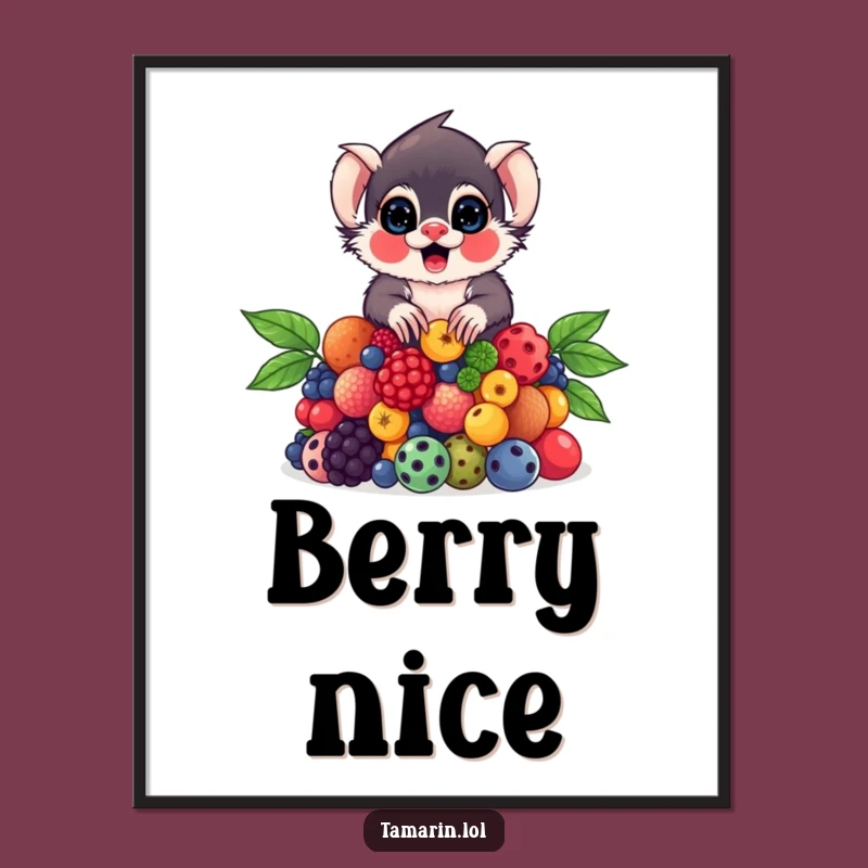 Funny Tamarin Berry Digital Art: Balancing Primate Download, Instant Funny Gift Decor