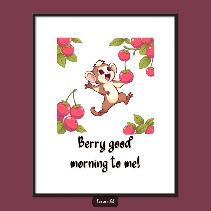 Funny Tamarin Berry Leap Digital Print: Instantly Download Hilarious Primate Art for Your Walls