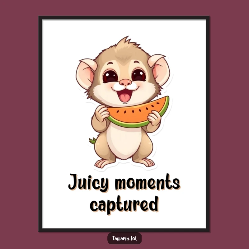 Funny Tamarin Digital Art: Fruit Lover, Juicy Treat, Printable Funny Gift.
