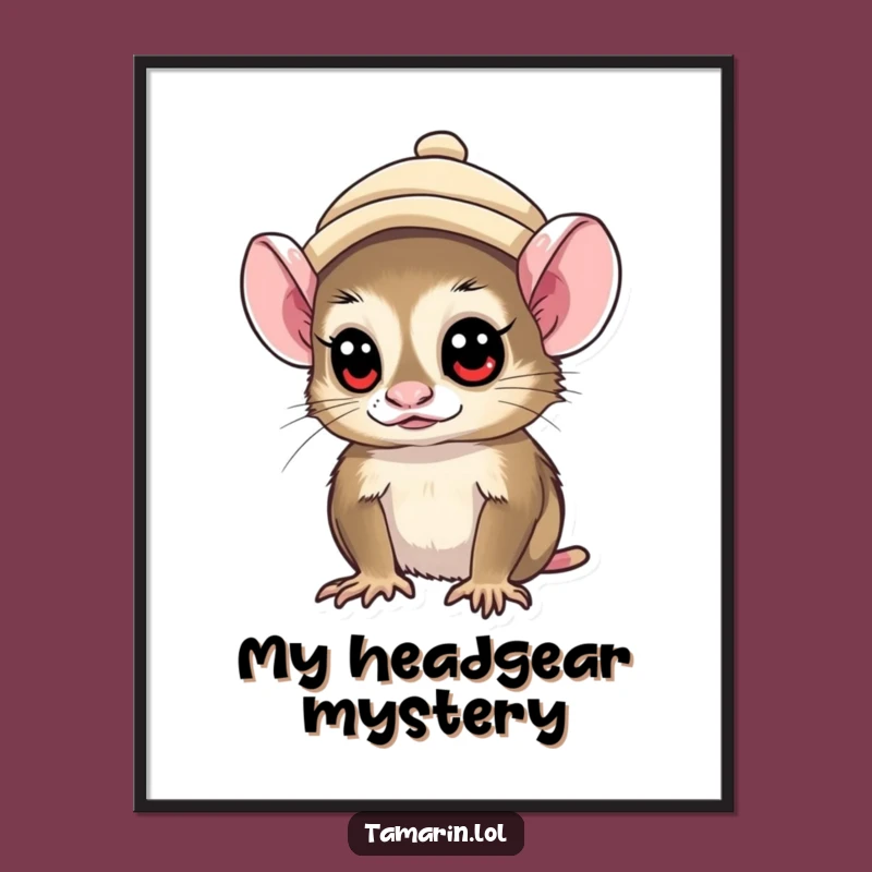 Funny Tamarin Hat Digital Art: Curious Monkey Download, Gift