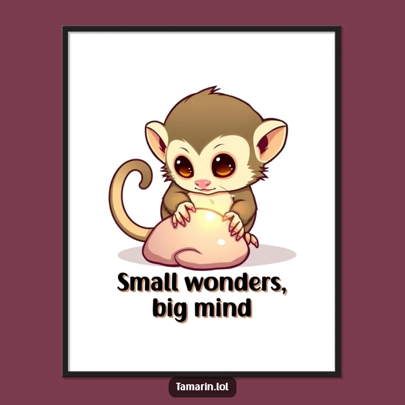 Funny Tamarin Pebble Discovery Digital Art - Whimsical Print & Humorous Gift
