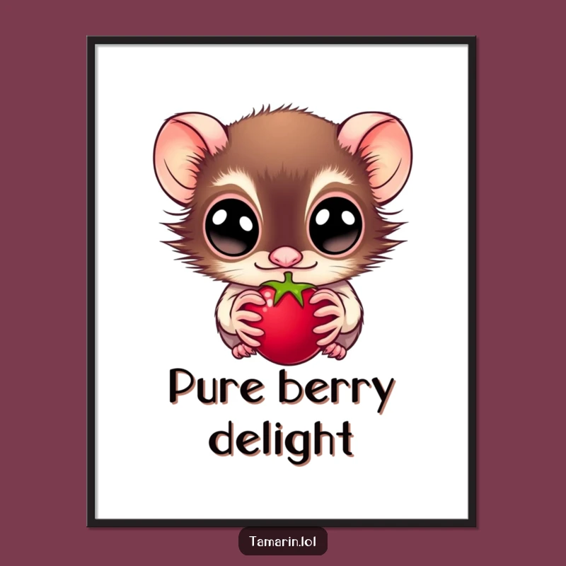 Funny Tamarin Print: Wide-Eyed Berry Fixation, Instant Funny Gift for Wall Decor