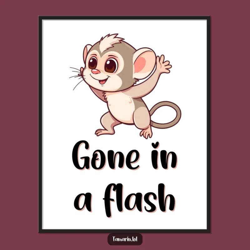 Funny Waving Tamarin Digital Art: Cheerful Monkey Downloadable Print, Instant Friendly Decor, Funny Gift