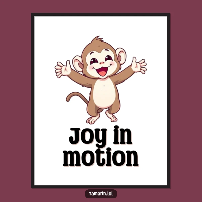 Funny Joyful Tamarin Monkey Digital Art Print: Instant Happiness!